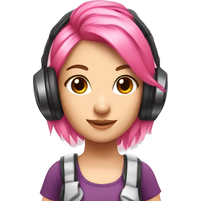 Pink hair, gamer girl, headphones, 
 pink controller emoji