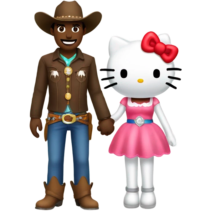 Cowboy and hello kitty holding hands  emoji