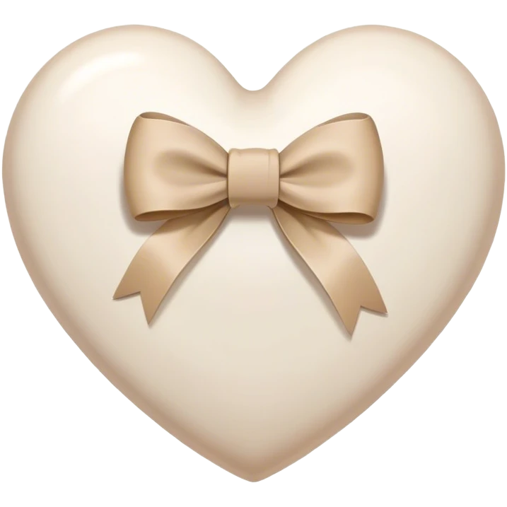 white heart with beige bow emoji