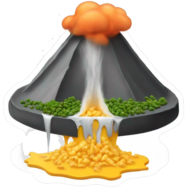 a volcano squirting cheese farting beans emoji