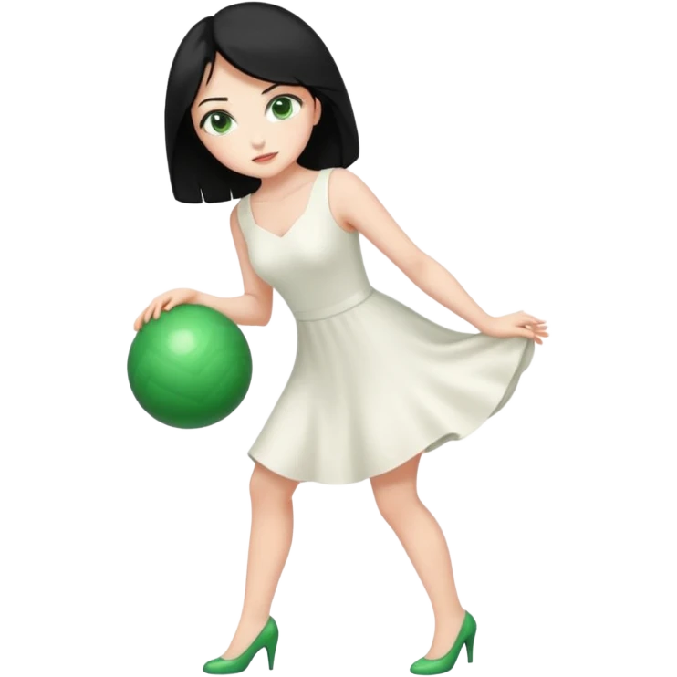 King, black Hair, blue eyes, whole body, Woman, bending knees, blonde, green eyes, White Dress, emoji