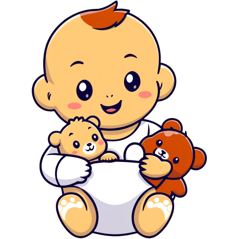 happy baby holding a teddy bear emoji