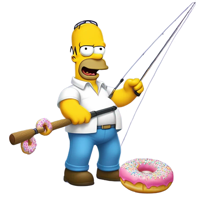 Homer Simpson fishing a donut emoji