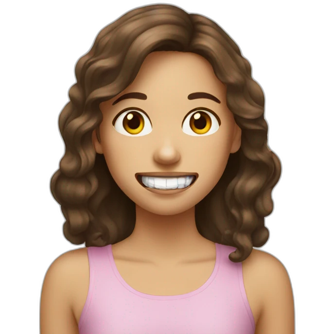 a girl with brown hair with two crisps instead of her 2 front tooth emoji