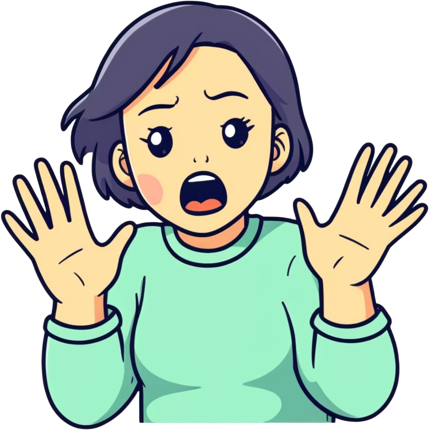 girl choking herself while going crazy emoji