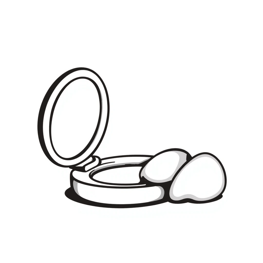 Compact mirror with powder puff emoji