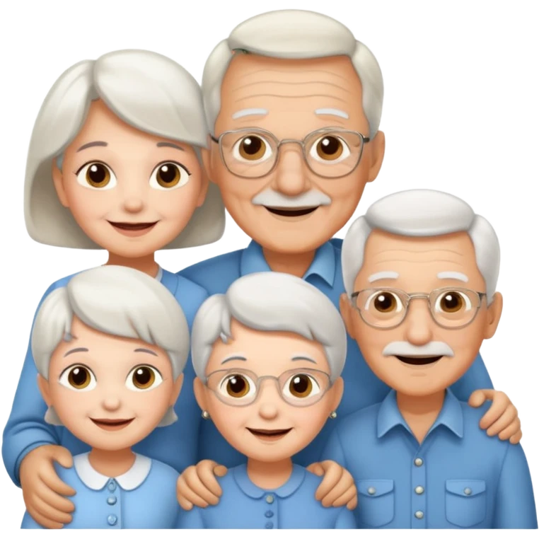 All white grandma and grandpa with 2 girls and 2 boys emoji