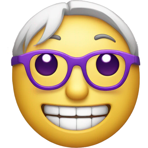 A smiley emoji with purple specs and pink cheeks emoji