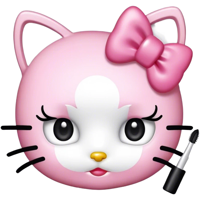  hello Kitty holding an eyelash mascara spoolie emoji