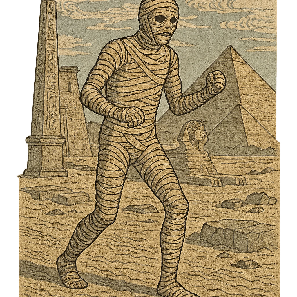 ukiyo-e style Egyptian mummy in ancient Egypt emoji