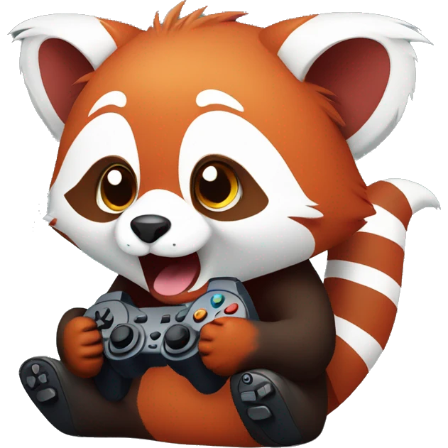 red panda playing video game emoji