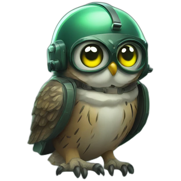 Owl with night vision device in helmet emoji