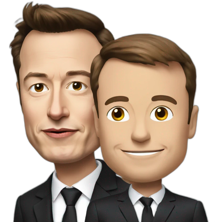 Elon Musk with Emmanuel Macron  emoji