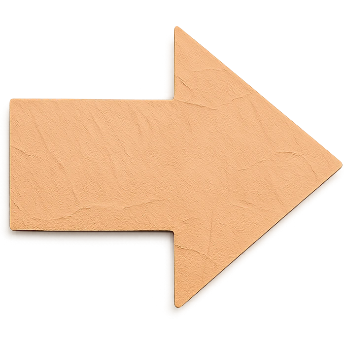 An icon of a right-pointing arrow in paper craft style with a light orange color, no background. emoji