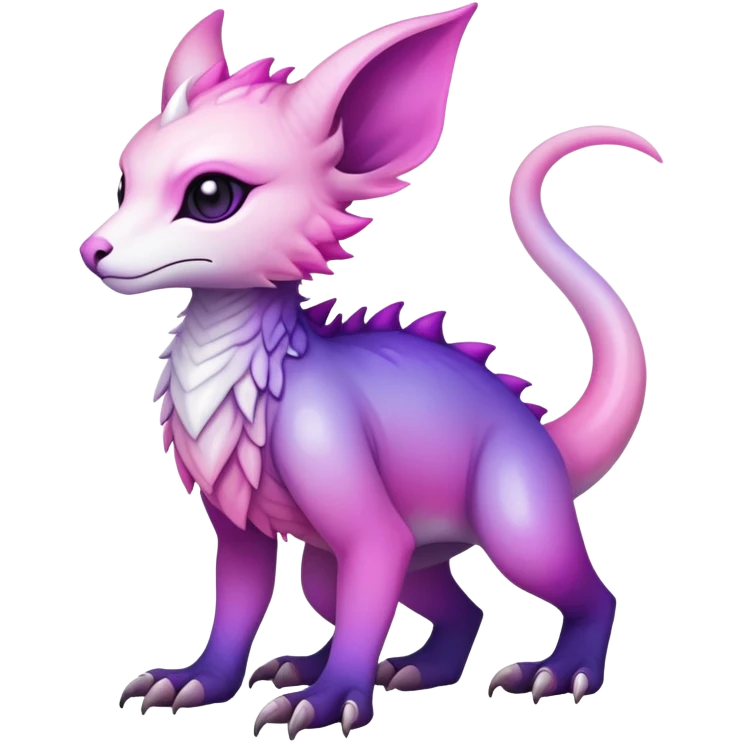 Cool Edgy Purple-pink-white-gradient ethereal badass Fionbri-Vernid-Trico-animal-creature full body emoji
