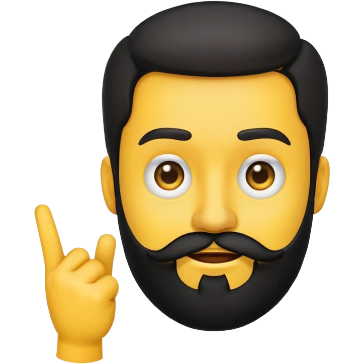 yellow emoji with a black beard, side-facing mouth, hand making a 'no' gesture, one eyebrow raised emoji