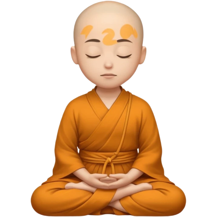 content face typing, eyes closed in a meditative, zen state, monk dress emoji