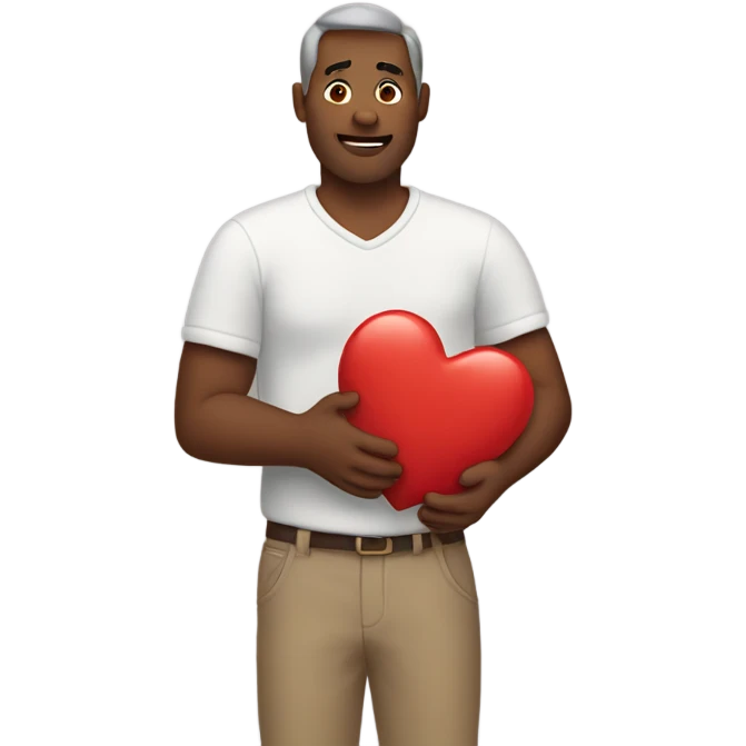 Father holds his  big heart in his arm emoji