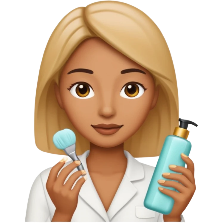 create a iphone emoji, woman using product skincare emoji