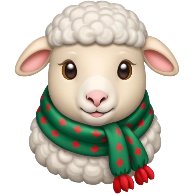sheep with christmas scarf emoji