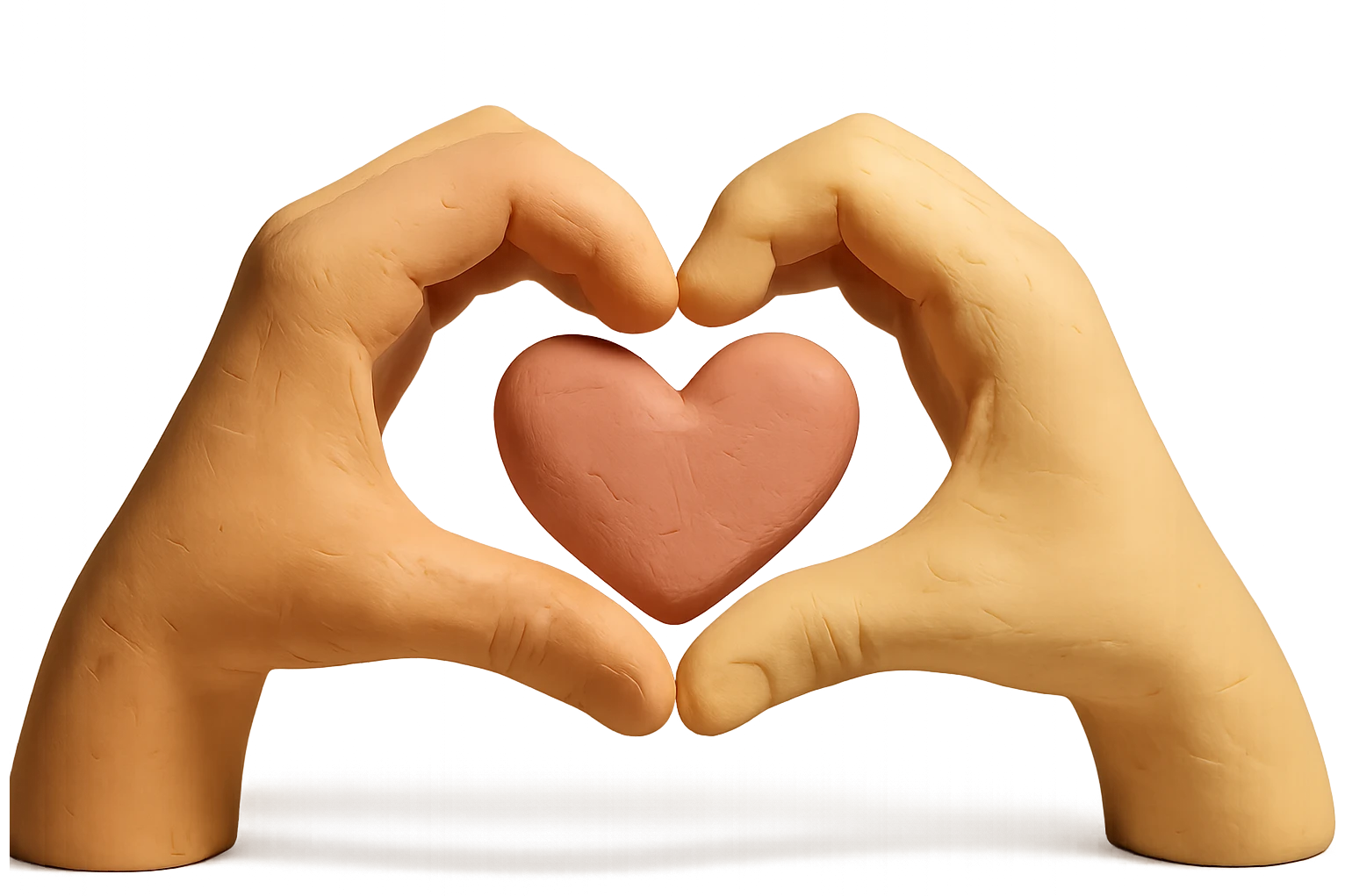 heart hands icon, hands forming a heart, matte clay texture, pastel colors emoji
