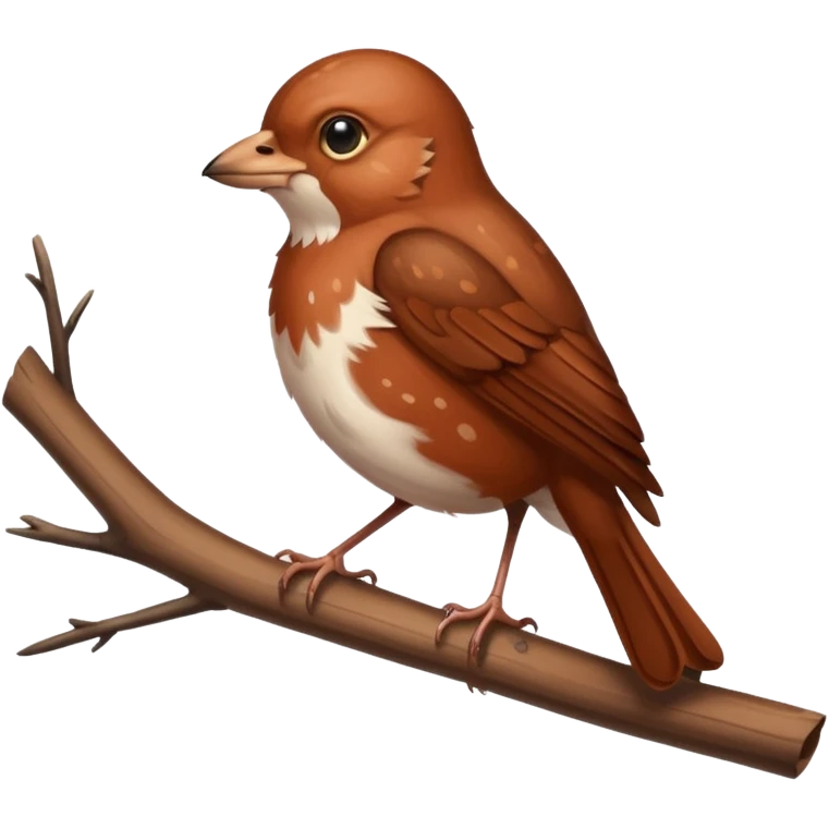 A curious fox sparrow perched on a thin branch. emoji