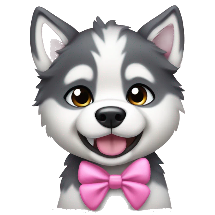 Husky puppy with pink bow emoji