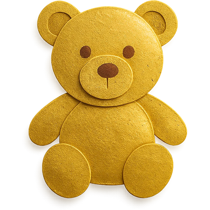 gold teddybear, metallic, shiny, icon emoji