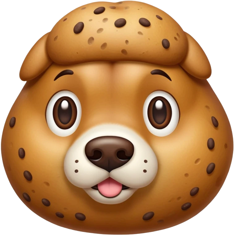 A cartoon dog emoji with a potato-like texture and brown speckles — looks like a “potato dog.” emoji