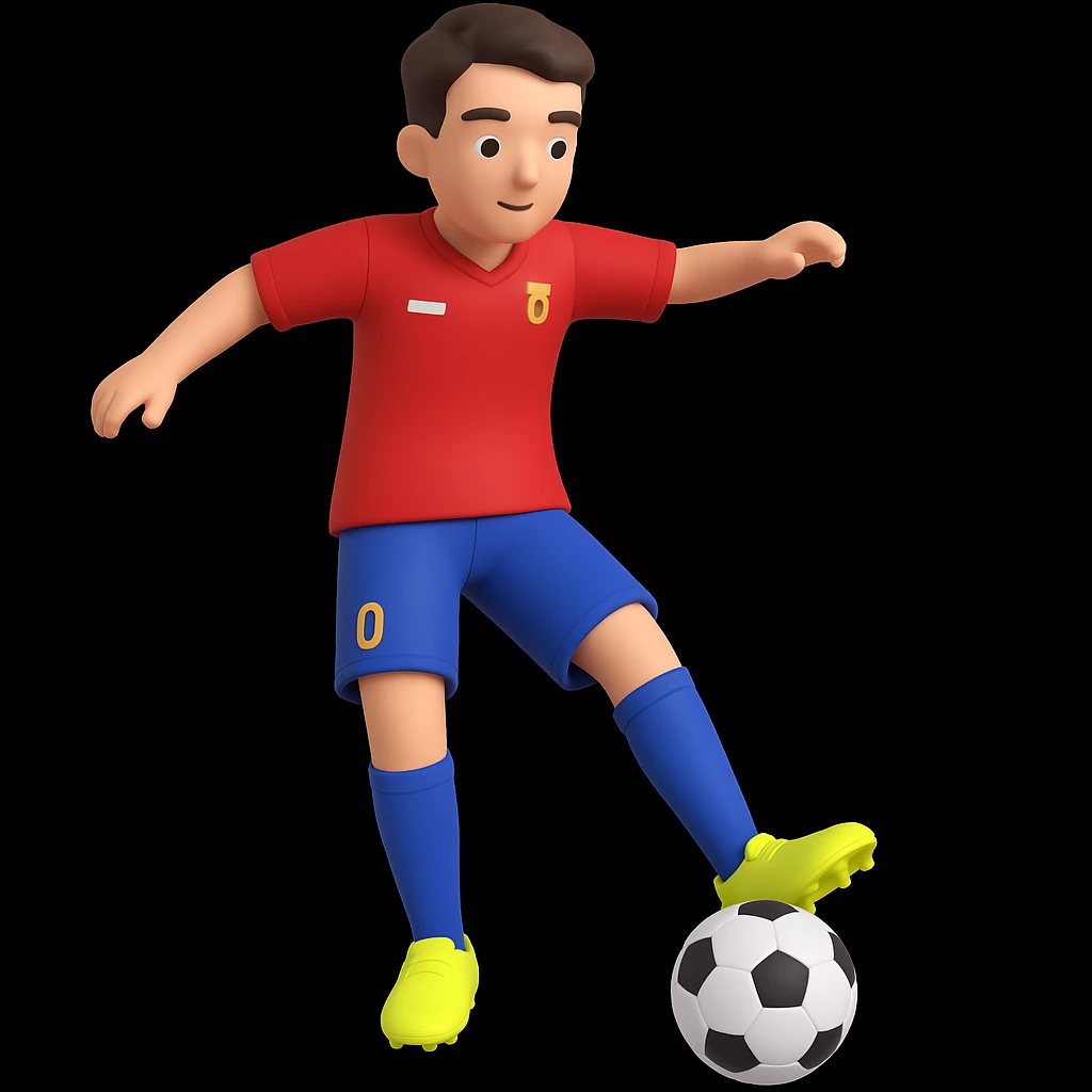 A soccer player in 3D Emoji style with different colors emoji