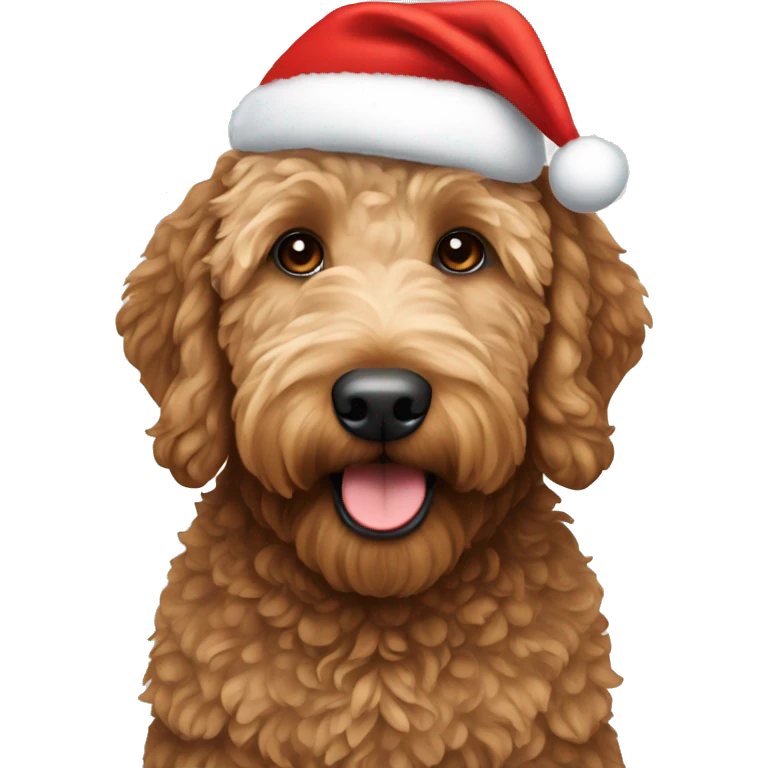 brown Golden doodle with christmas hat on  emoji