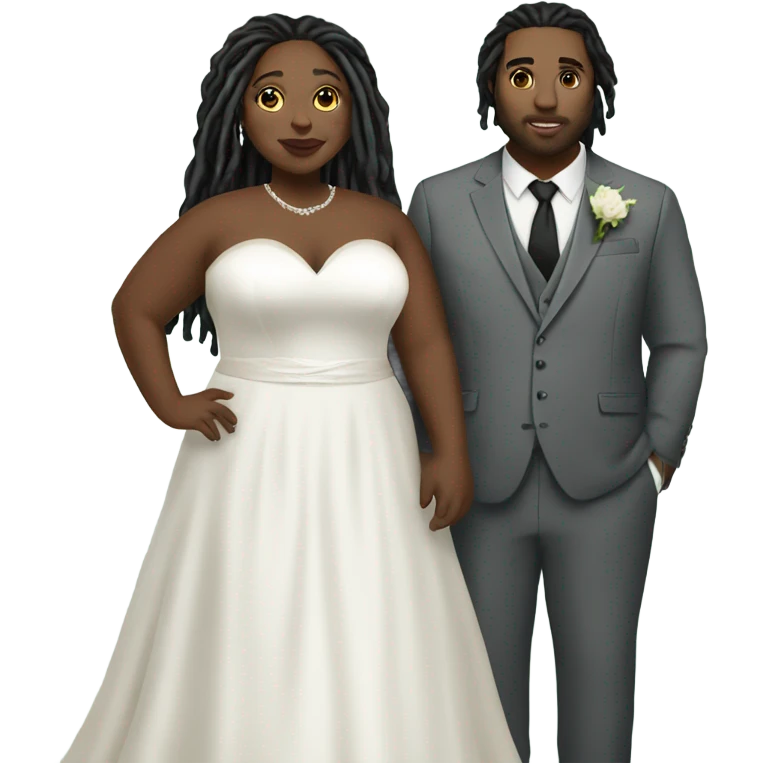 Plus size couple with locs wedding pale emoji