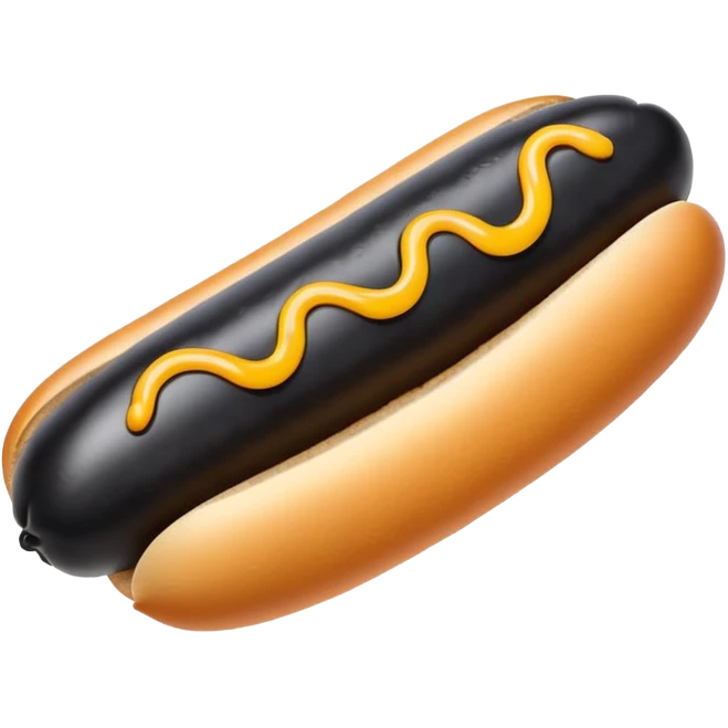 A tiny black hotdog  emoji