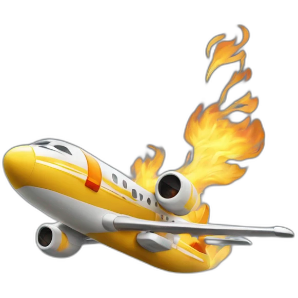 Deux tours en feu avec un avion emoji