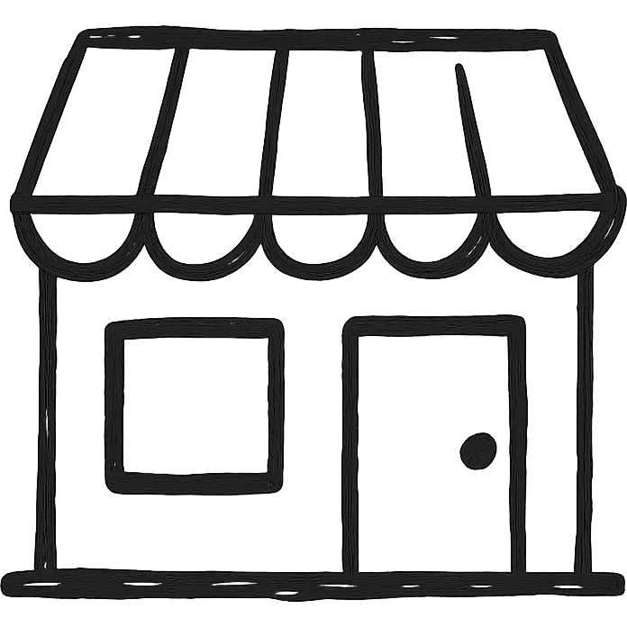 store icon, hand drawn style, black lines emoji