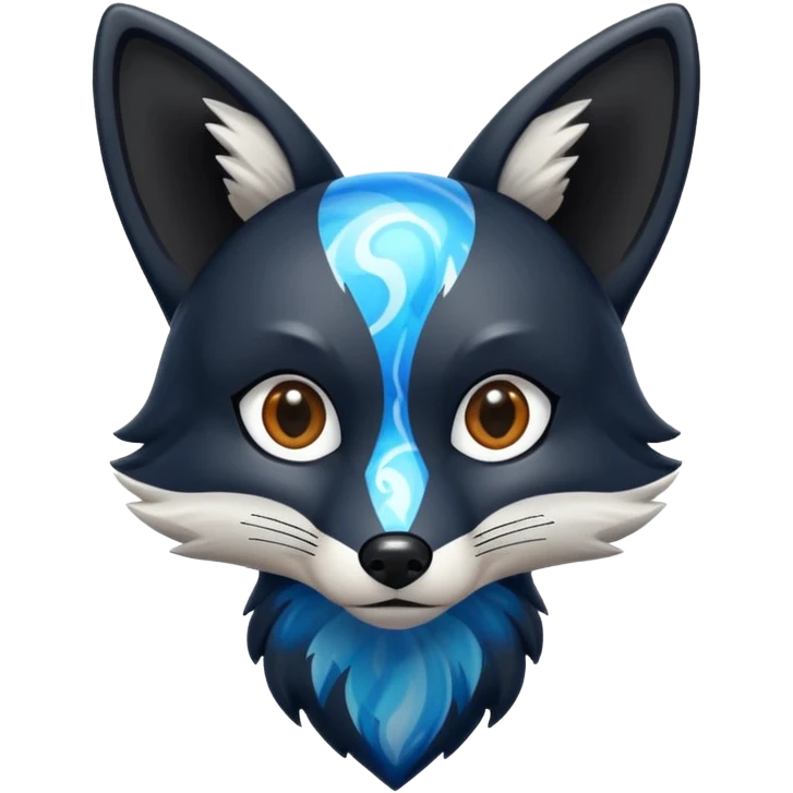 Black fox with blue marble pattern emoji