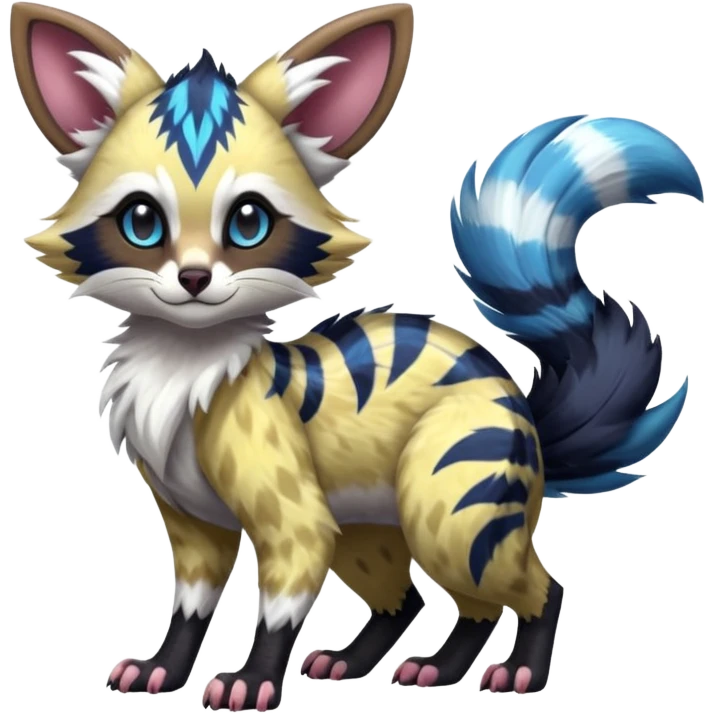 Futuristic furry fluffy floofy feathery tribal marked Genet-Absol-Furret-Zeraora-Primagen-fusion-creature  emoji