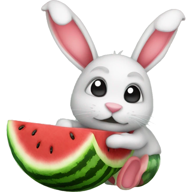 watermelon with rabit emoji