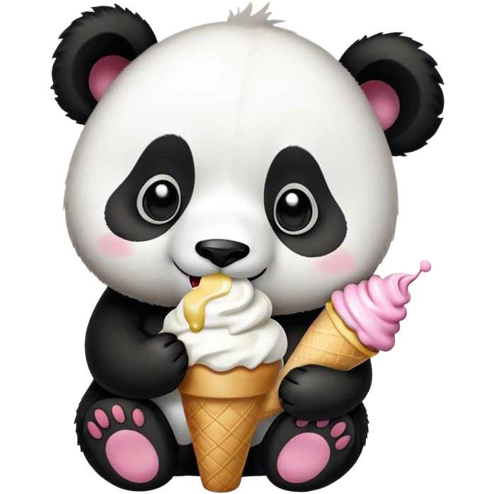 Panda eating ice cream emoji