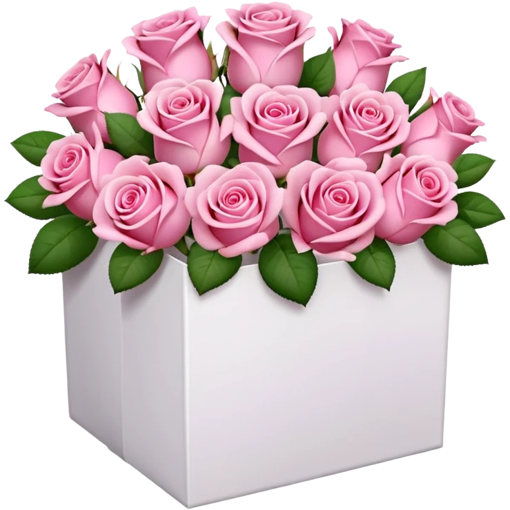 bouquet of pink 30 roses in a white box，no emoji