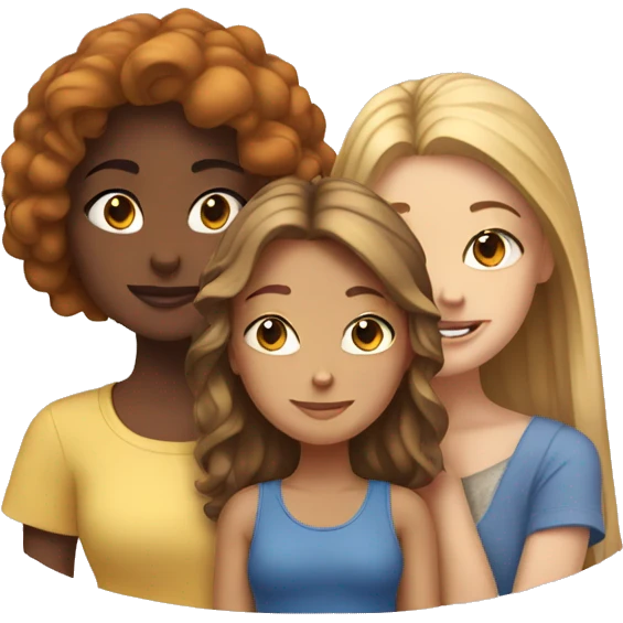Two girls and two cats emoji