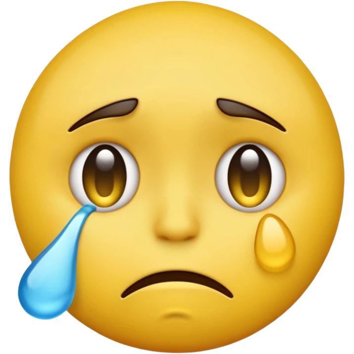 darkened yellow emoji face with tears and a downturned mouth emoji