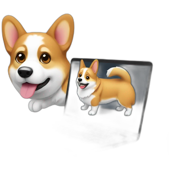 Corgi writing code on a laptop emoji