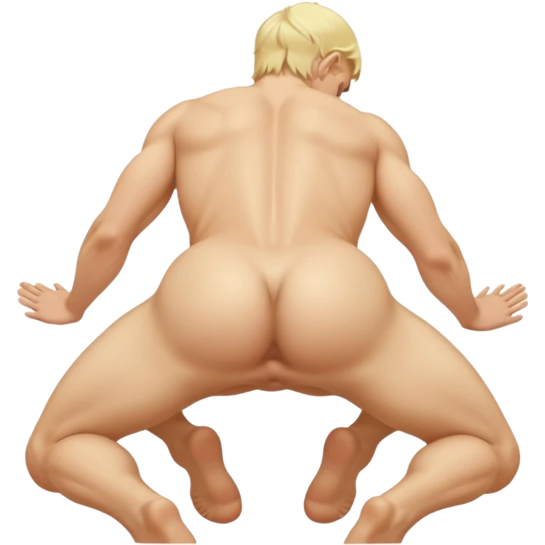 Blonde, white, Naked man, spreading butt cheeks, bent over, exposed ass hole, testicles, balls emoji