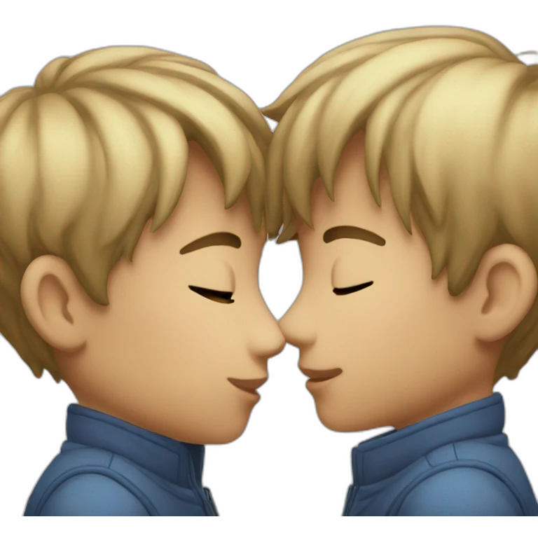 Two boys kiss asian emoji