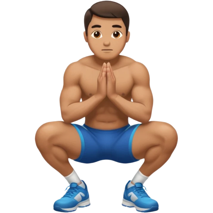 A regular man squatting with his hands on his knees emoji