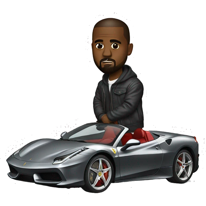 Kanye west driving a ferrari  emoji