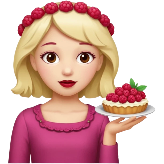 Raspberry torte human full body girl with a raspberry barrette on her head emoji