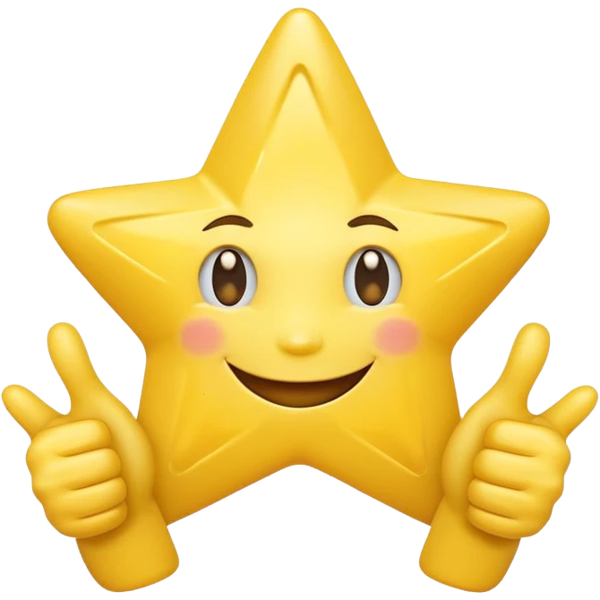 HD a smiling happy star with both hands doing thumbs up  emoji