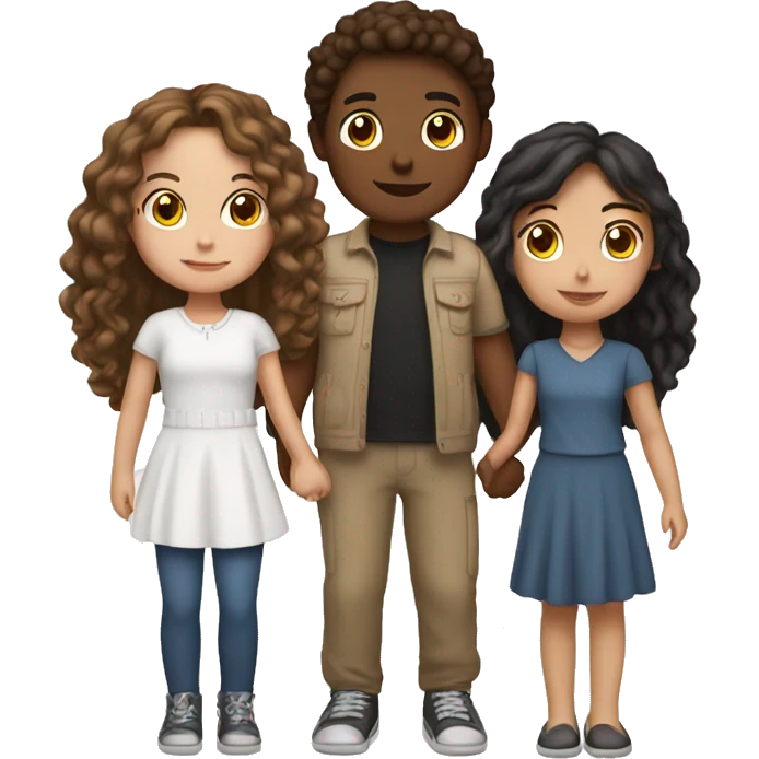 3 girls one white and 2 Hispanic holding hands  emoji